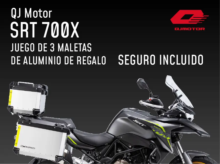 QJ Motor SRT 700X – juego de 3 maletas de aluminio de regalo y SEGURO INCLUIDO